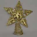 Blulu Christmas Star Tree Topper 10 Inch Glittered 3D Metal Star Treetop Topper Christmas Hollow Sequin Tree Decoration for Xmas Holiday Party Decoration Indoor(Gold)