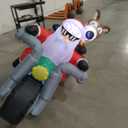 JOIEDOMI 7 FT Long Christmas Inflatables Outdoor Decorations, Inflatable Santa Riding Motorcycle with Reindeer, Blow Up Yard Decoration with Build-in LED for Xmas Party Outdoor Yard Garden Lawn Décor