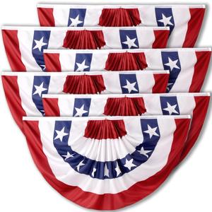 1.5x3 FT American Patriotic Pleated Fan Flag - USA Bunting Flag for 4th of July Decorations Fourth of July Decorations, Half Fan Banner American Flags for Outside, Outdoor Porch Decor-6 Packs