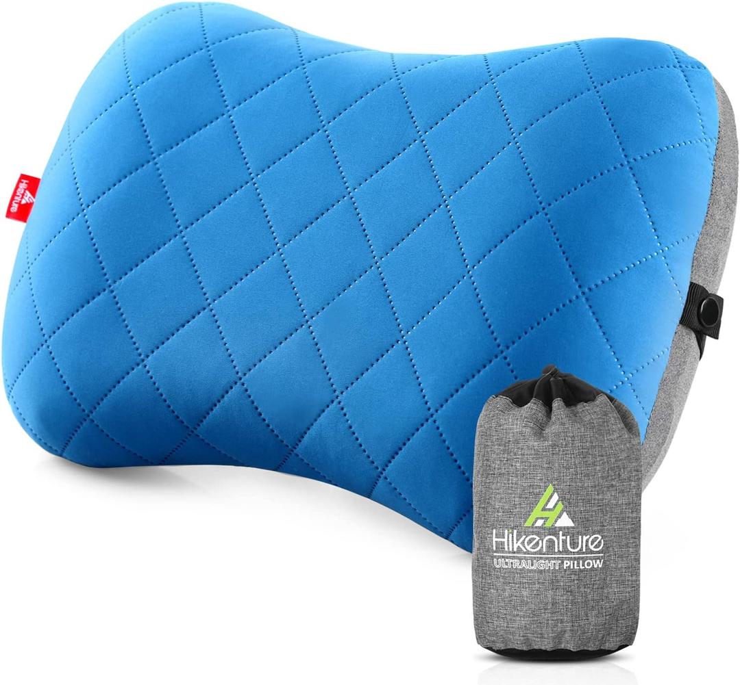 Hikenture Camping Pillow with Removable Cover - Ultralight Inflatable Pillow for Neck Lumbar Support - Upgrade Backpacking Pillow - Washable Travel Air Pillows for Camping, Hiking, Backpacking (Blue)