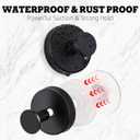 4 Pack Suction Cup Hooks for Shower - Stainless Steel Towel Hooks for Bathroom, Removable Shower Hooks for Bathroom Mirror Window Glass Wall Robe Looafh, Waterproof, Black