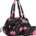 TOPDesign Travel Duffel Bag for Women, Puffer Gym Bag Sports Tote with Wet Pocket, Carry On Weekender with Luggage Sleeve (Peony)