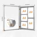 Enclosed Bulletin Board, Outdoor Weatherproof, Display Case Message Board with Acrylic Locking Door, Felt Grey, Aluminum Frame,36x24 Inch (5xA4)