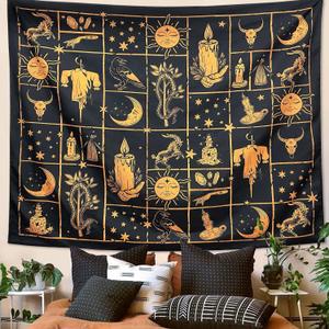 ARTCREATOR Witchy Tapestry Black and Gold Witch Tapestry, Witchy Wall Decor Aesthetic Wall Hanging Decor for Living Room Bedroom (Black, 51x59 inches)