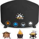 Zettum Fire Pit Cover Round 50 Inch - Outdoor Firepit Cover Heavy Duty & Waterproof, 600D Patio Fire Table Cover Large Gas Fire Pit Accessories Fade & Weather Resistant - 50 x 50 x 24 Inch