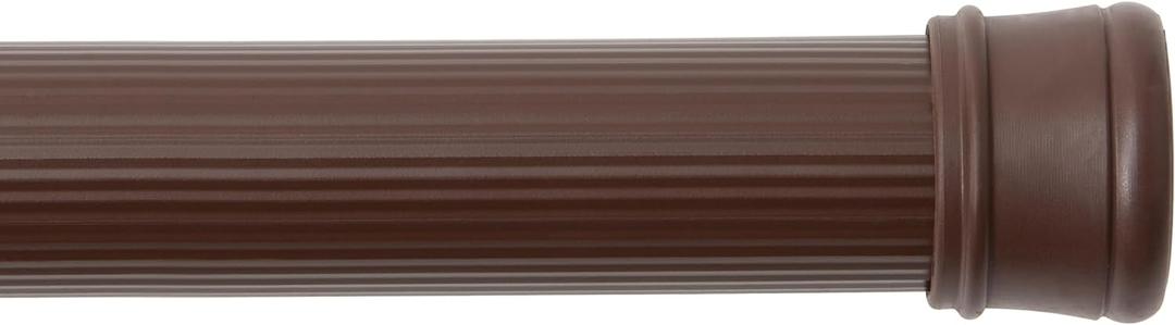 Kenney KN609S/15 Twist & Fit No Tools Spring Tension Standard Shower Curtain Rod with Non-Slip, Non-Scratch Ends, 36-63" Adjustable Length, Easy Install, Brown, 1" Diameter Rust Resistant Steel Tube (Chocolate)