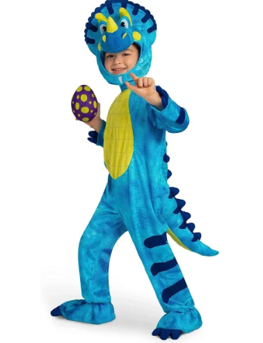 Spooktacular Creations Halloween Dinosaur Costume Toddler, Triceratops Costume Kids with Egg for Baby Child Dress Up Party, 3T (3-4 YRS)