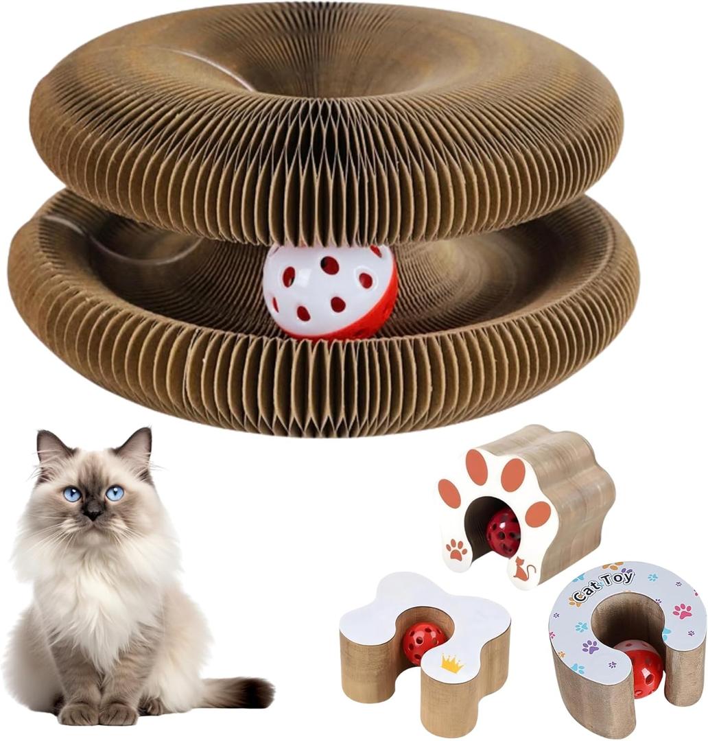 Kitty Curvels Style Transformable Cat Scratcher for Indoor Cats  Interactive Reversible Cat Scratching Pad, Durable Corrugated Cardboard for Furniture Protection3PC