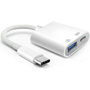 Apple USB-C to USB Camera Adapter with 100W Charging Port, USB 3.2 OTG 10Gbps Cable for iPhone/iPad to Connect Card Reader, USB Flash Drive, SSD Hard Drive, Keyboard, Mouse, Hubs, MIDI, Plug & Play