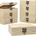 8 Pack 6 X 4 X 2 Inch Unfinished Wooden Box For Crafts Small Keepsake Box Treasure Chest Wood Jewelry Box