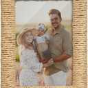 takfot Boho 5x7 Picture Frame, Natural Boho Rattan Photo Frame with Real Glass Paper Rope for Wall and Tabletop Display Gift for Mom Grandma Family Friends