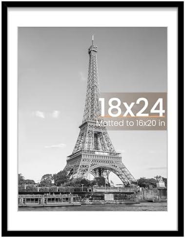 upsimples 18x24 Picture Frame, Display Pictures 16x20 with Mat or 18 x 24 Without, Wall Hanging Poster Frames, Black, 1 Pack