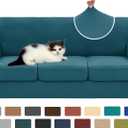 XINEAGE New 4 Pieces Couch Covers for 3 Cushion Couch Super Stretch Thick Soft Sofa Cover Anti Slip Sofa Slipcover Dogs Cats Furniture Protector (Peacock Blue, 71"-91")