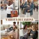 3 Pack Women's Maternity Shirts, Pregnancy Raglan Long Sleeve Tops Sides Ruched Crew Neck Color Block Mama Clothes (Large, Dark Gray/Black, Light Gray/Dark Gray, White/Light Gray)