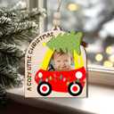 6 x Gift for Kid Ornament, Babys First Christmas Ornament 2025, A Cozy Little Christmas Wooden Photo Ornament  Red Car with Christmas Tree Picture Frame, Rustic Holiday Farmhouse Dcor Gift