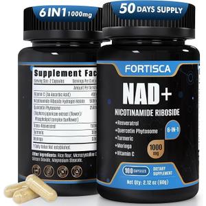 NAD+ Supplement 1000mg, Liposomal NAD Supplements with Resveratrol, 6 IN 1 NMNH Supplement Alternative High Purity NAD Plus for Men and Women Energy & Healthy Aging – 100 Capsules