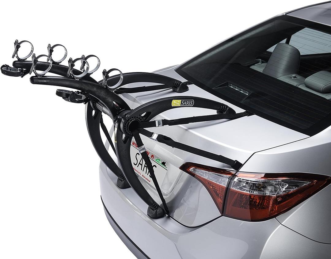 Saris Bones 3-Bike Trunk Rack Bicycle Carrier, Durable, Rust-Free, Anti-Sway Straps, Fits Most Vehicles, Made in USA, Arc-Based Design, 100% Recyclable Materials