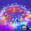 JMEXSUSS Connectable 100 LED Multicolor Christmas Lights for Tree, 8 Modes Indoor Outdoor Clear Wire, 33ft Colorful Plug-in for Christmas Tree Bedroom