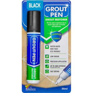 Grout Pen Black Tile Paint Marker: Waterproof Grout Paint, Tile Grout Colorant and Sealer Pen - Black, Wide 15mm Tip (20mL)