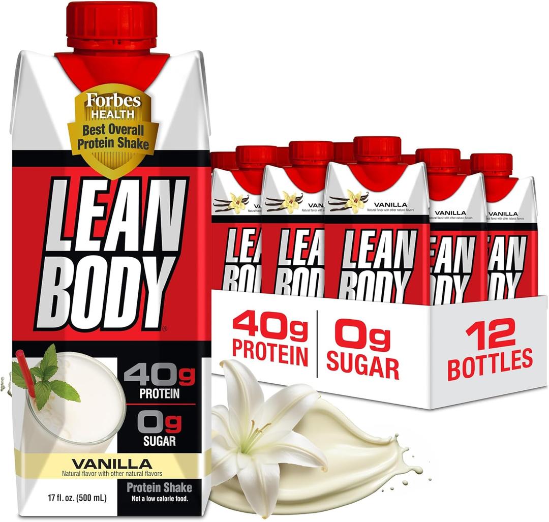 Labrada Lean Body Ready-to-Drink Vanilla Protein Shake,40g Protein,Whey Blend,0 Sugar,Gluten Free,22 Vitamins & Minerals,17 Fl Oz (Pack of 12) LABRADA