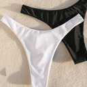 SherryDC Women’s Cheeky Thong Brazilian Bikini Bottoms Sexy High Cut Leg Swimsuit Bottom Ruched Butt Bathing Suit Briefs (White, M)