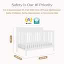 Delta Children Isabelle 6-in-1 Convertible Crib, Converts to Toddler Bed, Daybed, Sofa & Full Bed with/Without Footbaord, Greenguard Gold Certified, Mattress Heights, Bianca White