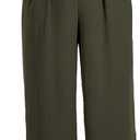 Eytino Womens Plus Size Wide Leg Pants Crossover Waist Pleated Front Casual Work Pants Lounge Trouser with Pockets(5X) (Green)