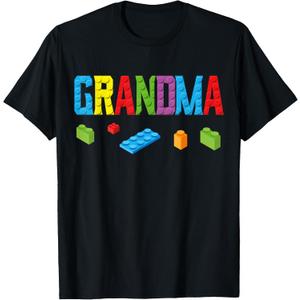 Grandma Master Builder Building Bricks Blocks Family Set T-Shirt (Gray) Medium 