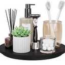Greatseas Lazy Susan for Table Top Bamboo Lazy Susan Turntable for Cabinet Kitchen Countertop Organizer for Condiment Bathroom Counter Organizer Decor Sink Tray Black 13.2 Inch