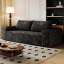 63" 2 Setaser Sofa,Corduroy Fabric,Deep Seat Couches, Memory Foam, Sofa for Living Room, Bedroom, Apartment, Small Spaces, No Assembly (Black)