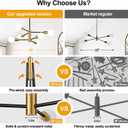 11"-52" Height Adjustable Chandelier Dining Room Light Fixture, 6-Light Modern Sputnik Chandeliers Brushed Gold and Black Mid Century Chandelier Over Table, Chandeliers for Dining Room Living Room