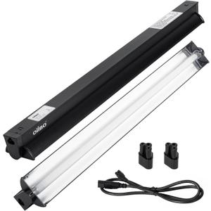 Oiibo UVB Reptile Light, 2PCS HO T5 10.0 UVB Reptile Light Fixture Kit, Connectable UVB Reptile Light for Large Terrarium, 24W Bearded Dragon UVB Light T5 Lamp Bulb