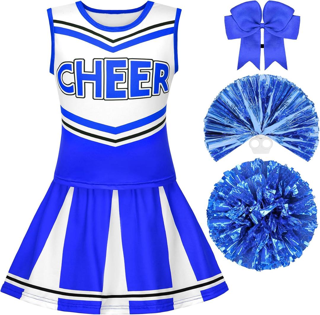Cheerleader Costume for Girls Cheerleading Outfit Cheer Leader Dress for Halloween Party (5/120, Blue)