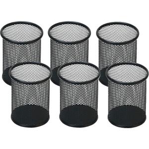 Pen Holder Pencil Holder Mesh Metal Pen Cup Holder Pencil Cup Holder for Desk Office Home Pen Organizer Black, 6 Pack