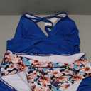 Beachsissi Women's Cute Floral Print Swimsuits V Neck Tummy Control Tankini Set, Size L