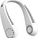 Portable Bladeless Hanging Neck Fans with Screen Display and 5 Speeds Levels, USB Rechargeable, 360 Cooling Wearable Personal Fan for Work Travel Sport Outdoor (White)
