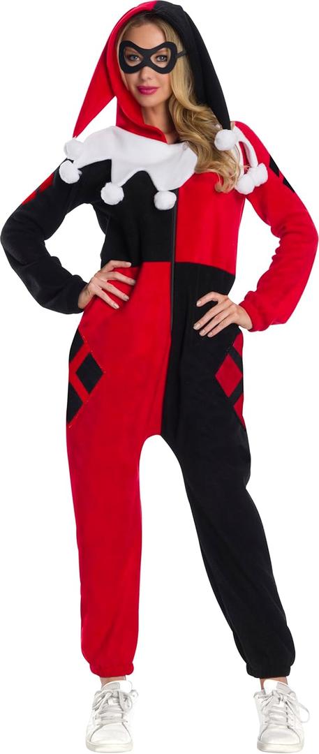 Rubies Women's DC Super Heroes Harley Quinn Hooded Jumpsuit, Adult Sized Costume (Large)