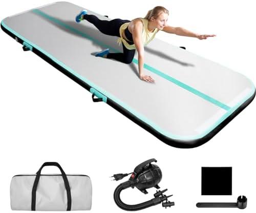 EDOSTORY Inflatable Air Gymnastics Mat 10ft/13ft/16ft/20ft Training Mats 4 inches thick Gymnastics Tracks for Home/Training/Cheerleading/Yoga/Water Sports with 600W Electric Pump