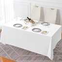 Surmente White Rectangle Tablecloth 90 x 132-inch Rectangular Polyester Table Cloth for Weddings, Banquets, or Restaurants