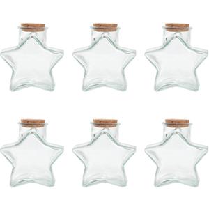 Magic Season Decorative Glass Bottles with Cork Stoppers (10 fl oz. Five-Pointed Star Bottles / 6 Pcs)