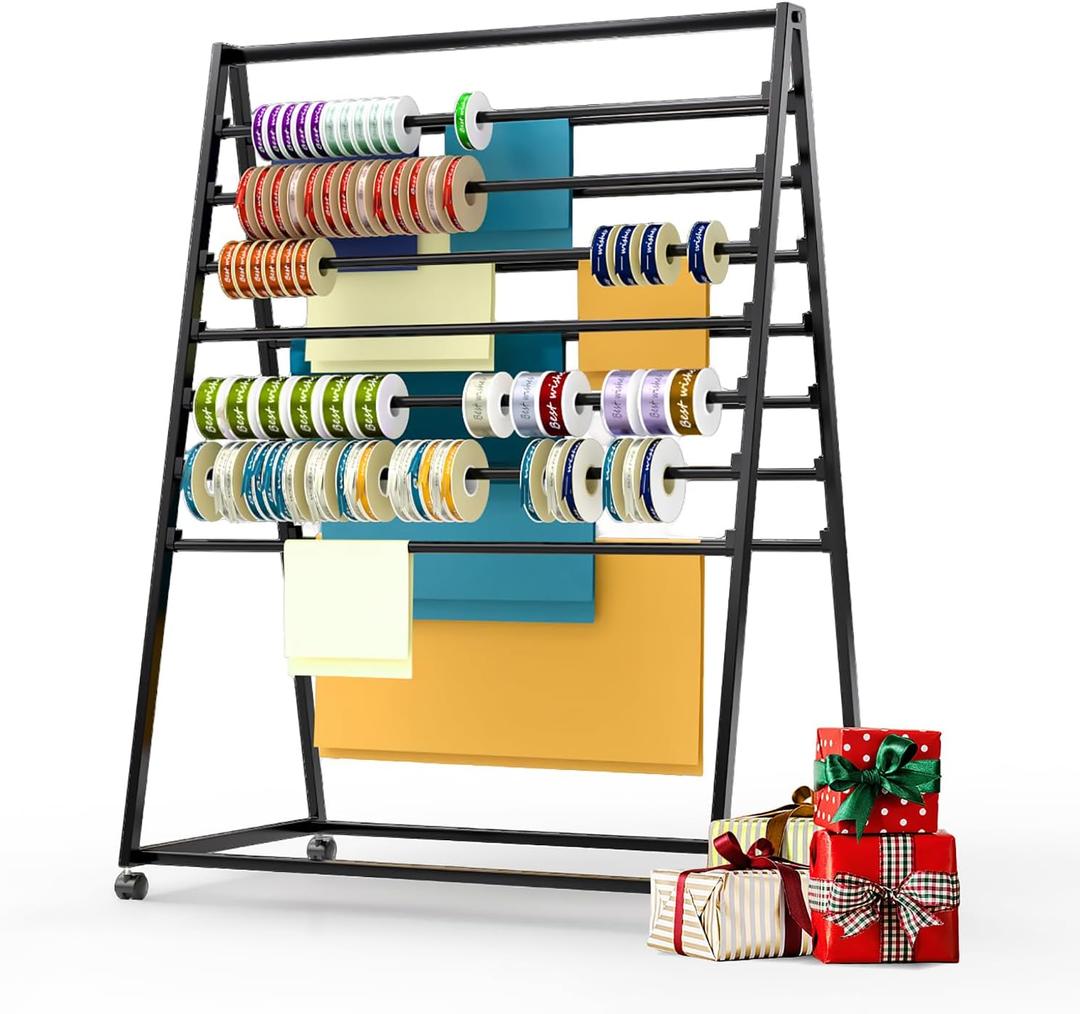 15 Tier Ribbon Organizer, 31.4in Double-Sided Metal Scarf Display Rack