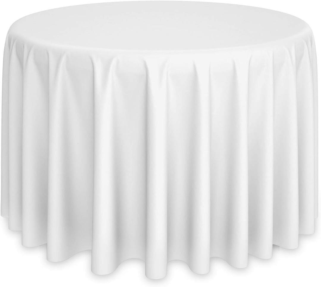Lann's Linens - 120" Round Premium Tablecloth for Wedding/Banquet/Restaurant - Polyester Fabric Table Cloth - White