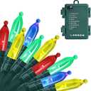 50-Count 8 Modes Christmas Lights with Timer, 18ft Battery Operated String Light Mini Lights Set for Indoor Outdoor Wreath Decor Christmas Tree Thanksgiving Day, Multicolor (Green Wire Multicolor)