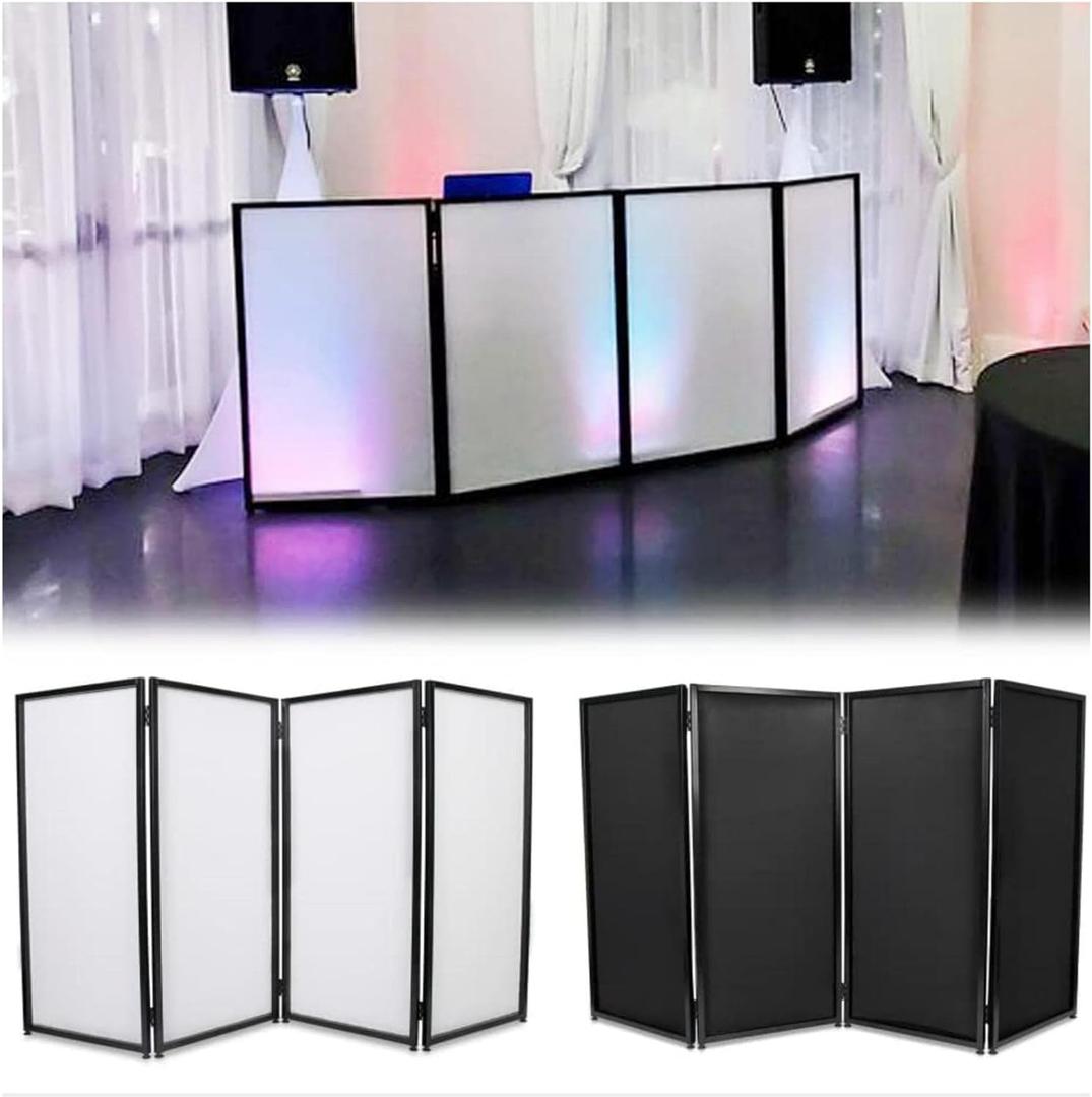 ECOTRIC Portable DJ Facade Booth Foldable Cover Screen with White/Black Facade+Cloth Frame Booth Steel +Travel Bag Case Projector Display Scrim Panel with Folding