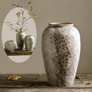 Denique Rustic Ceramic Flower Vase, Vintage Tall Floor Vase Farmhouse Decor, Large Vases for Living Room Entryway Table Centerpiece Decor, Terracotta Vases Pottery Clay Vase(B-30cm) (B-11.8inch Height)