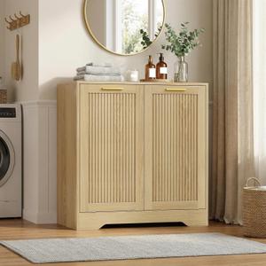 Laundry Hamper Cabinet, Small Tilt-Out Bathroom Storage Unit with Narrow Hidden Basket Chest Bathroom Cupboard, 25.6" x 13.7" x 26.7"
