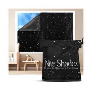 Portable Blackout Curtains (60" x 80") - Travel Blackout Curtains for Baby Nursery w/Stars - Portable Blackout Shades w/UV & Thermal Protection - 20 Stick on Suctions & Velcro Blackout Window Cover