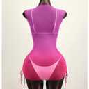 RoseSeek Women's Sheer Mesh Cover Up Dress Bodycon Side Drawstring Mini Dress Bikini Cover Ups Hot Pink Medium (M)