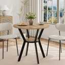 Round Kitchen Tables for 2-4, 31.5" Small Dining Tables with Storage, Rustic Wood Circle Dinner Table with Metal Leg, Farmhouse Dinner Table for Small Space, Dining Room, Kitchen, Office, Apartment