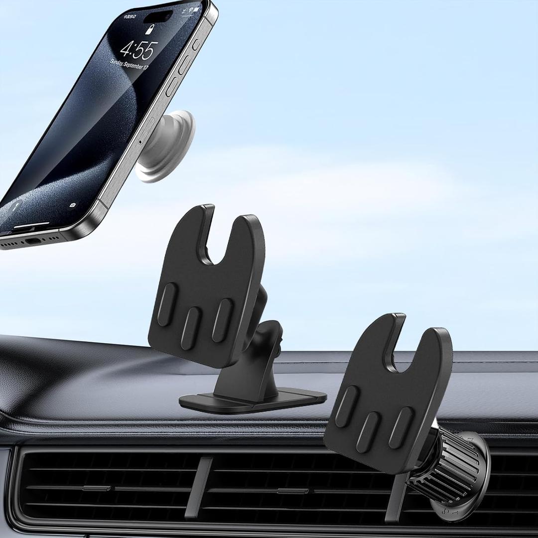 Vent or Dashboard Car Phone Mount for Popsocket, Dashboard Adapter Adhesive and Vent Clip, Compatible with Most Popsocket, Fits All Smartphone
